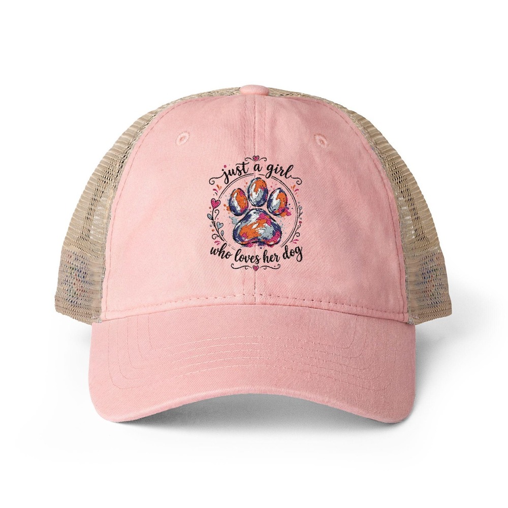 Infinity Her TESS Just a Girl Who Loves Her Dog Trucker Hat Mesh Ponytail Cap